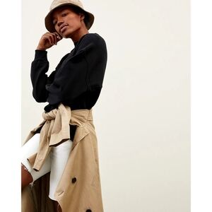 Everlane Sweatshirt Women Black Track Oversized Crew Organic Cotton